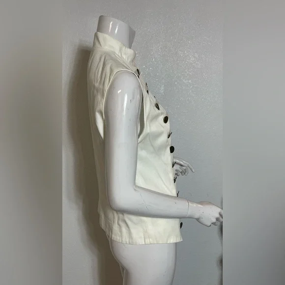💯cotton Elegant White Buttoned Women's Vest - Picture 2 of 10